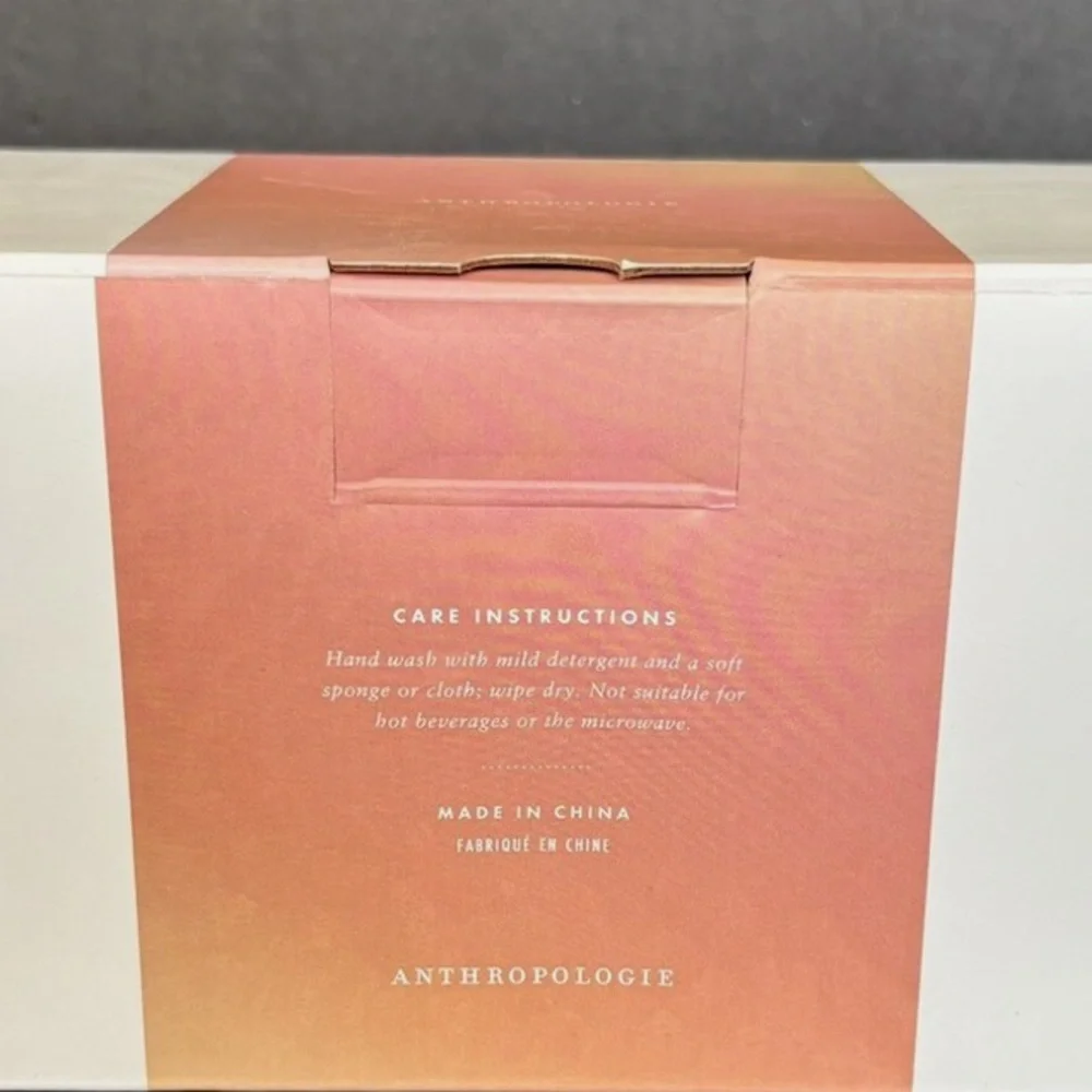 Anthropologie NIB 2 Pack Zaza Honey Luster Stemless Martini Glasses Iridescent